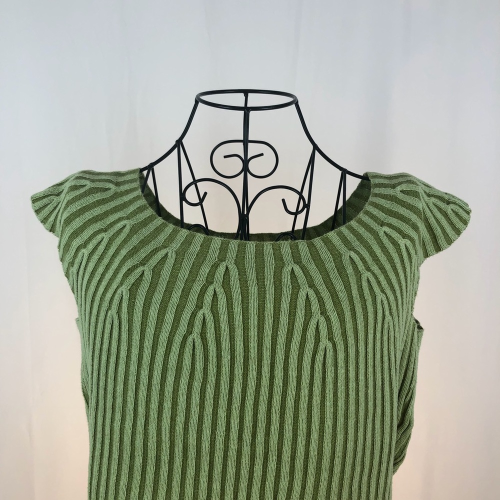 Jeanne Pierre ribbed Cotton knit cap sleeve top M - Picture 2 of 5